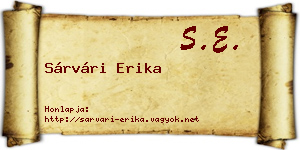 Sárvári Erika névjegykártya